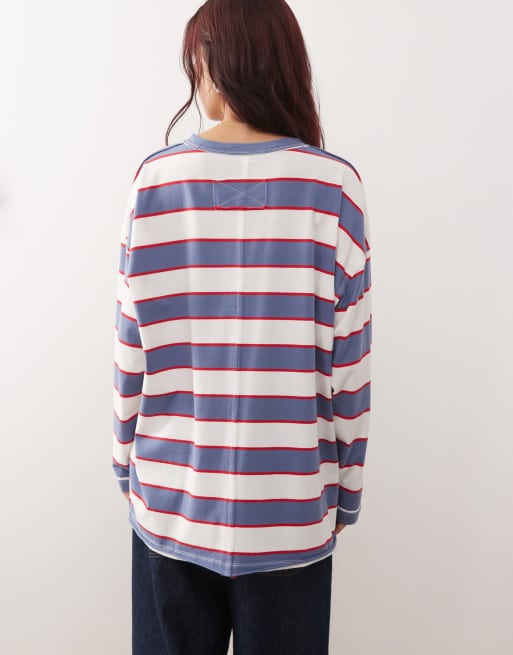 Lioness Horizon oversized longsleeve T-shirt in blue stripe