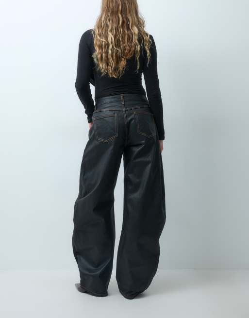 Lioness Horseshoe barrel-leg gewaxte jeans in donkerblauw, 2 van 5