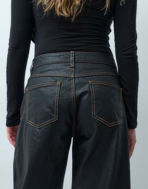 Lioness Horseshoe Barrel-Leg-Jeans aus gewachstem Denim in Dunkelblau, 4 von 5