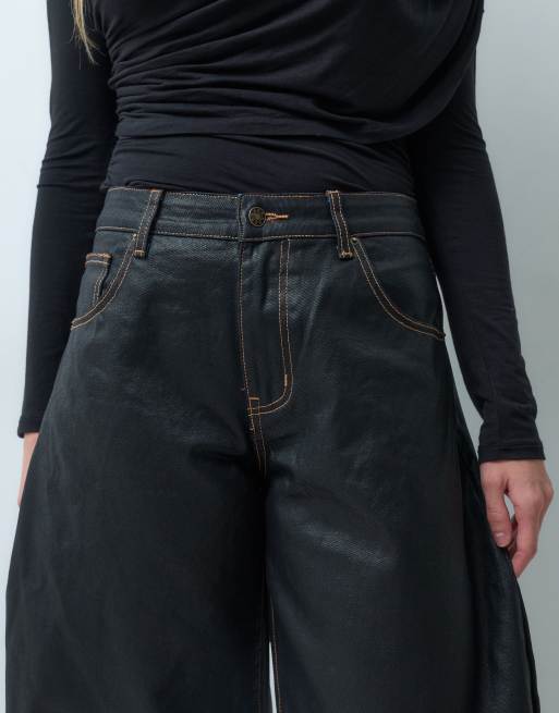 Lioness Horseshoe Barrel-Leg-Jeans aus gewachstem Denim in Dunkelblau, 5 von 5
