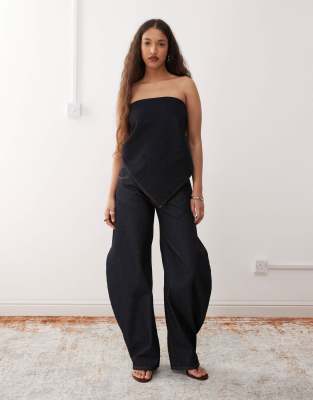 Lioness Horseshoe barrel leg jeans co-ord in indigo rinse wash-Navy