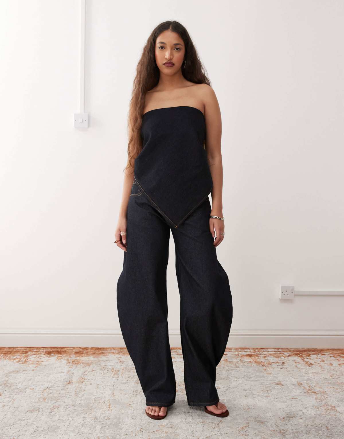 Lioness Horseshoe barrel leg jeans co-ord in indigo rinse wash