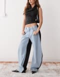 [Lioness] Lioness horseshoe barrel leg jeans in black and blue contrast S BLUE CONTRAST