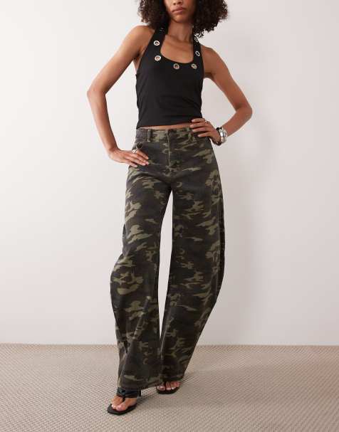 Lioness horseshoe barrel leg jeans in camo - view 1