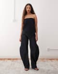 [Lioness] Lioness horseshoe barrel leg jeans in indigo rinse wash (part of a set)-Navy XXS INDIGO RISE