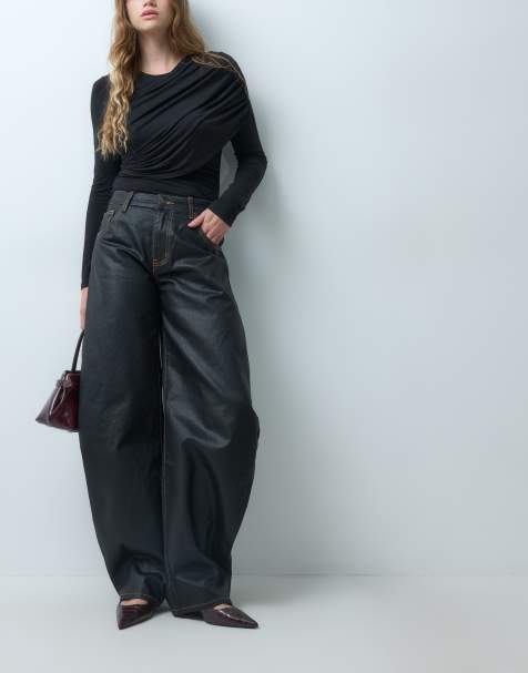 Lioness Horseshoe barrel-leg voksbehandlet denimjeans i mørkeblå - view 1