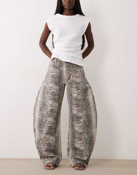 Lioness - Horseshoe - Jeans a cilindro cavallo basso con stampa pitonata - view 1