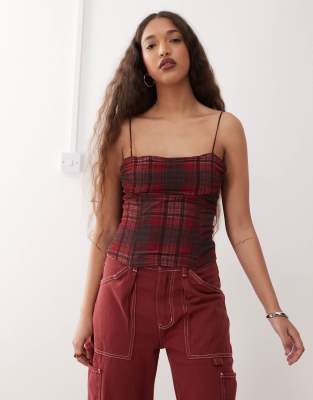 Lioness Humphrey 90s Square Neck Bow Tie Shoulders Cami Top