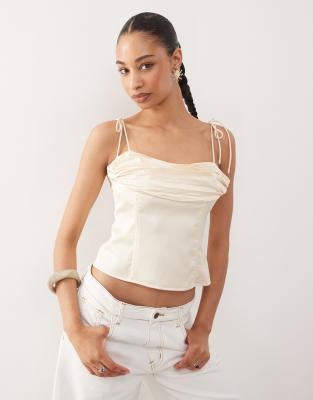 Shop Lioness Humphrey 90s Square Neck Ruched Bust Cami Top