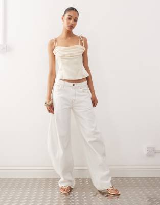 Shop Lioness Humphrey 90s Square Neck Ruched Bust Cami Top