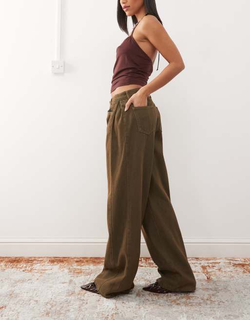 Lioness - Jeans ampi a vita bassa lavaggio marrone petrolio, 3 di 5