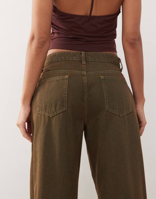 Lioness - Jeans ampi a vita bassa lavaggio marrone petrolio, 5 di 5