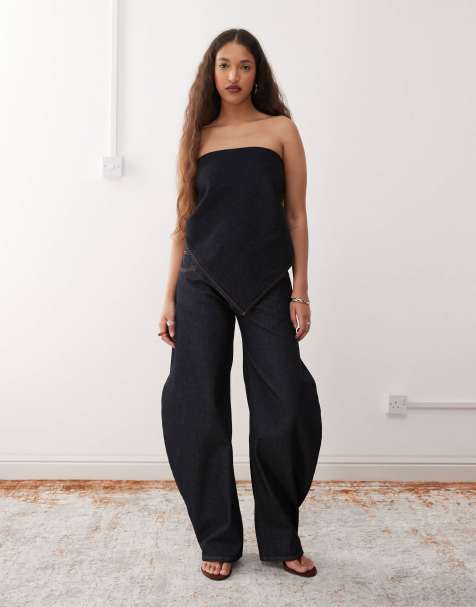 Lioness Horseshoe barrel leg jeans co-ord in indigo rinse wash