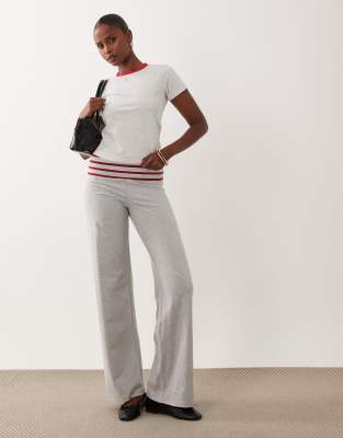 Lioness Jetset contrast striped detail relaxed leg jogger co-ord in grey marle