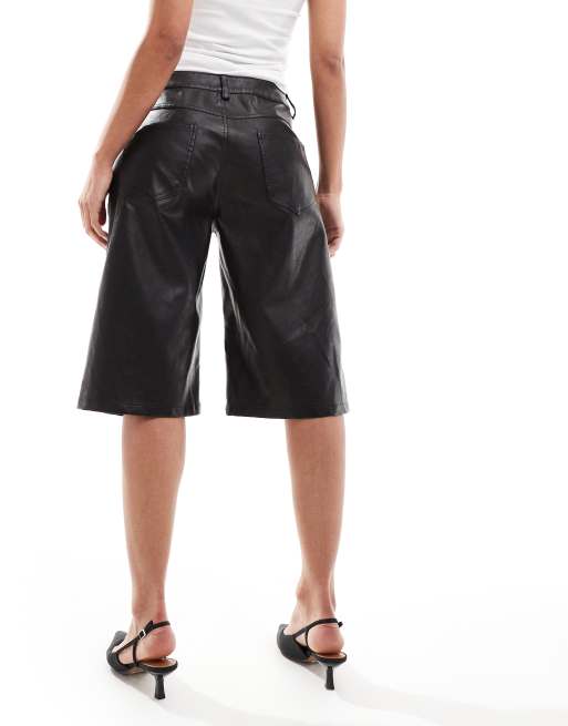 Lioness - Jort met leerlook en lage taille in zwart, 2 van 5