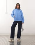 [Lioness] Lioness Kenny collar detail oversized canvas bomber jacket in sky blue XS Sky blue