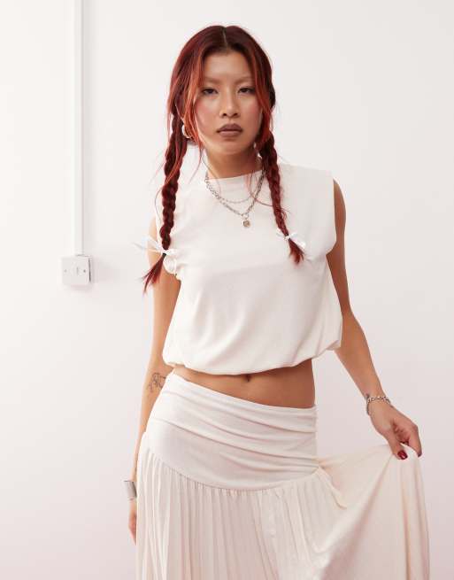 Lioness knit boxy sleeveless crop top in ivory - part of a set