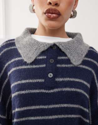 【IONSEOUL】Lewen Striped Collar Knit 4JH431 EENK SHOP