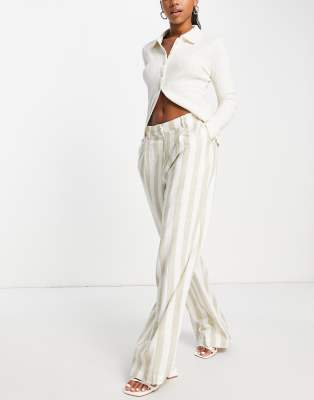 cream striped trousers