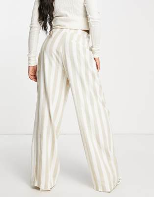 cream striped trousers