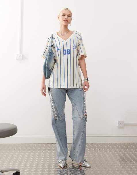 Lioness lace up detail jean co-ord in washed blue - view 1