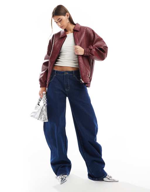 Jacket Outfit Maroon Colour Bomber Jacket Lioness Leather Look