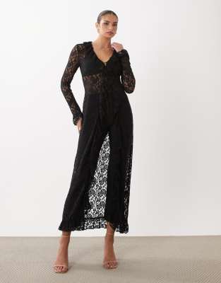 Lioness Long Nights Sheer Lace Top In Animal Print