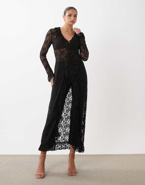 Lioness - Long Nights - Top negro de encaje transparente - view 1