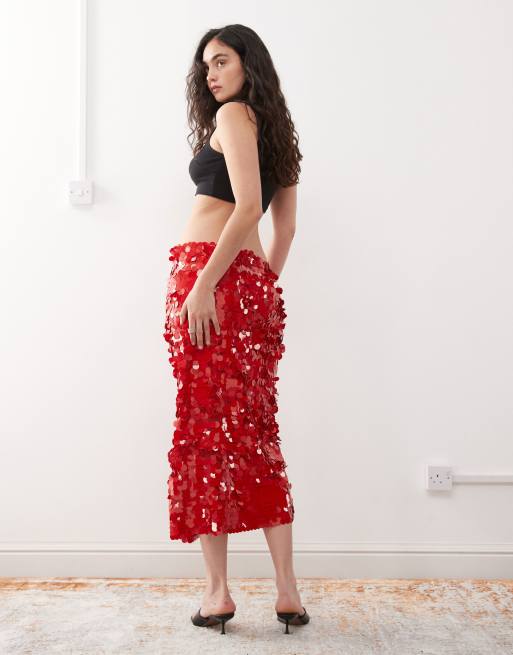 スカート Sportmax TOANO SKIRT WITH SEQUINS Sportmax Toano Skirt in Shaded Black | FWRD