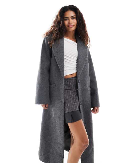 Manteau Long Femme Nine West - Taille 6, Gris Chiné (Heather Gray) - Laine Mélangée - Neuf Avec étiquette - Prix Boutique 119€