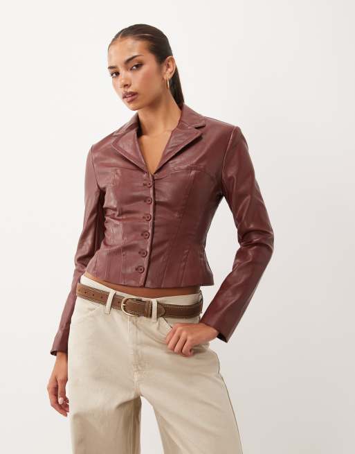 Lioness Merci veste ajustée style 90s à détail de coutures esprit corset rouge vintage, 2 de 4
