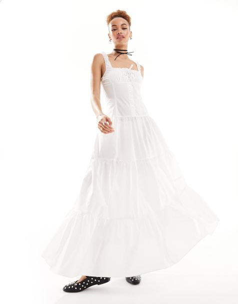 Bridal White Satin Long Drape Maxi Dress