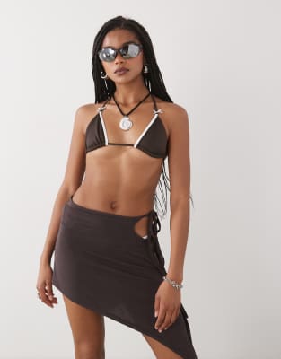 Lioness Moss Tie Side Asymmetric Beach Skirt
