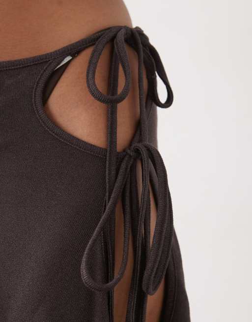 Lioness moss tie side asymmetric beach skirt in brown - part of a set, 5 of 5