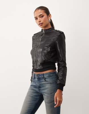Lioness Moto Faux Leather Jacket In Yellow