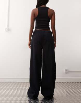 Lioness Muse Low Rise Wide Leg Tie Detail Jean In Black