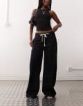 [Lioness] Lioness Muse low rise wide leg tie detail jeans in rinse wash-Navy L Rinse wash