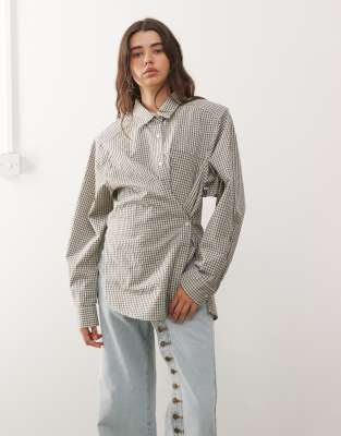 Lioness Notting Hill Oversized Shoulder Pad Detailing Multiway Button Front Shirt