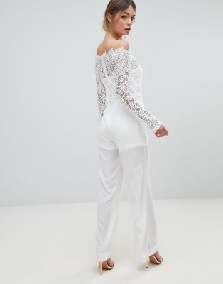 lace top wide leg jumpsuit