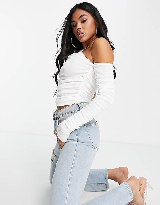 Lioness one shoulder top in white