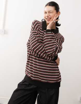 Shop Lioness Oversized Collared Rugby Top In Multi