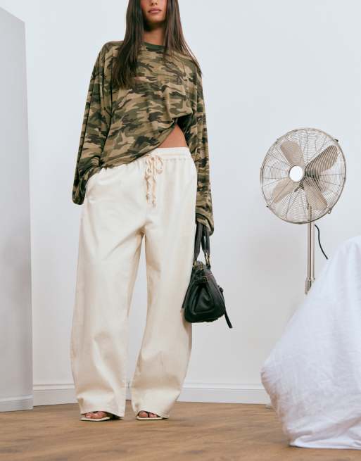 Lioness pantalon barrel fuselé à lien sur le devant couleur crème, 5 de 5