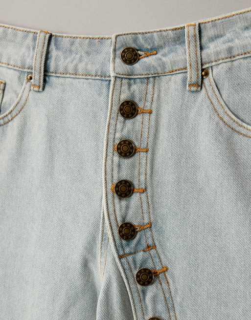 Lioness Penny asymmetric button detail relaxed leg jeans in light wash, 6 of 7