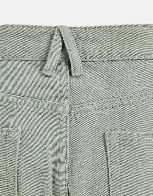 Lioness Penny asymmetric button detail relaxed leg jeans in sage, 8 of 9