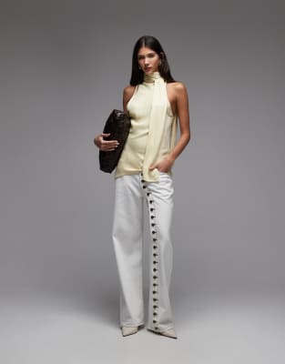 Penny - Jean décontracté à boutonnage asymétrique - Blanc XL