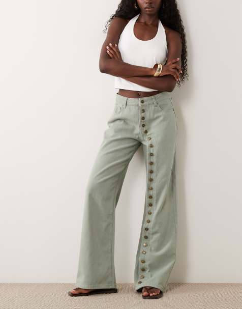 Lioness - Penny - Jeans kaki con bottoni asimmetrici e gamba comoda - view 1