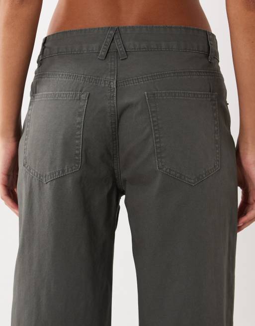Lioness - Penny - Vaqueros gris carbón de pernera holgada con detalle de tapeta de botones asimétrica, 5 de 5
