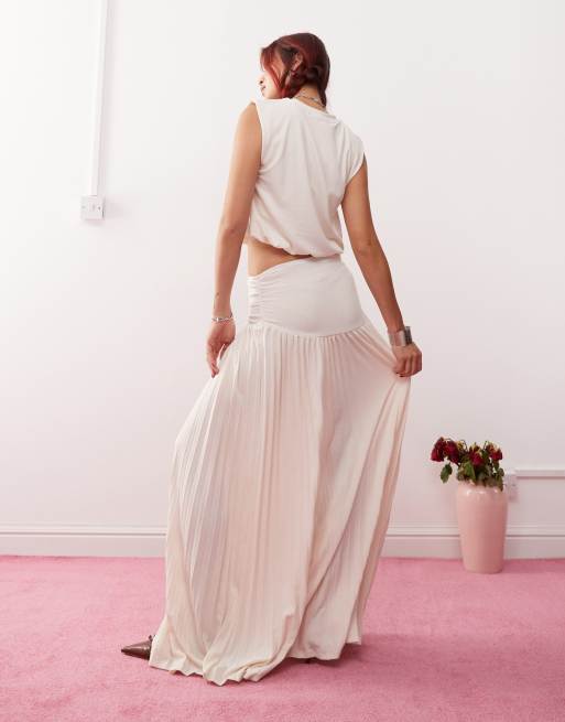 Pleated maxi skirt set hotsell