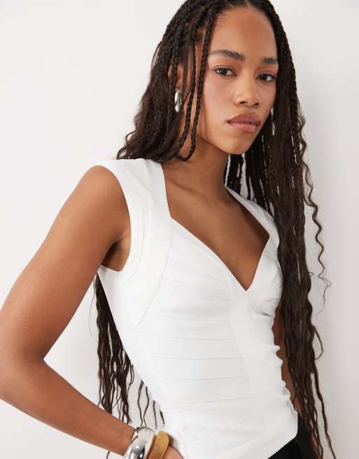 Lioness Princess sculpting bandage top in white, 3 of 4