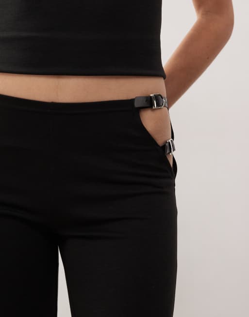 Lioness Rebel low rise cut out buckle strap detail trouser co-ord in black, 4 of 5